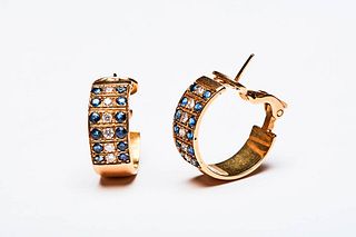 CIRCLE EARRINGS WITH SAPPHIRES AND BRILLIANTS