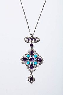 COLLIER WITH TURQUOISE AND AMETHYST
