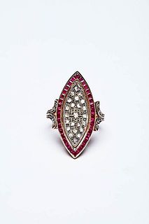 1940S RING  WITH RUBIES AND DIAMONDS