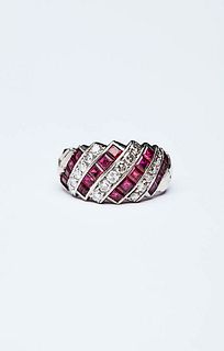 RING WITH RUBIES AND BRILLIANT CUT DIAMONDS