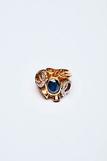 RING WITH  SAPPHIRES AND BRILLIANT CUT DIAMONDS 
