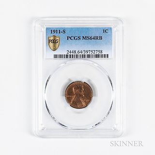 1911-S Lincoln Cent, PCGS MS64RB.