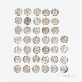 Thirty-eight 1964 Kennedy Half Dollars
