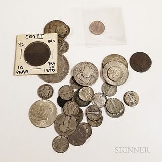 Group of Mostly American Coins and a 1934 $100 Federal Reserve Note