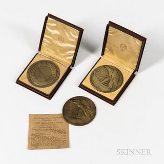 Three 1926 Philadelphia Sesquicentennial International Exposition Gilt Bronze Medals of Award