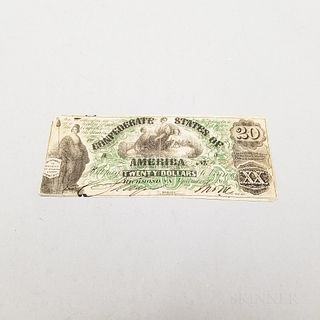 1861 Confederate $20 Note, T17