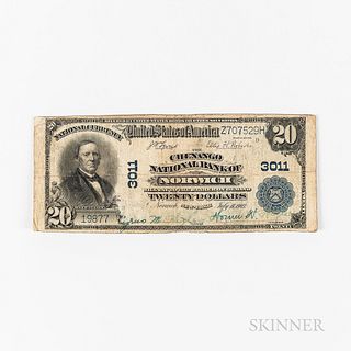1902 Chenango National Bank of Norwich, New York $20 Plain-back Note