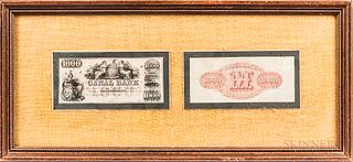 Five Framed Groups of Banknotes and Receipts