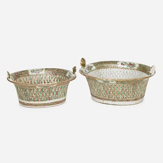 Chinese Export, Canton Rose baskets, set of two