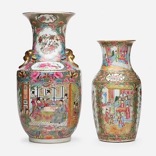 Chinese Export, Canton Rose vases, set of two
