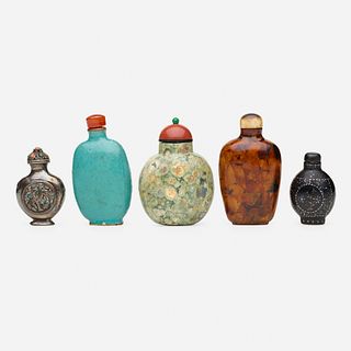 Chinese, snuff bottles, collection of five