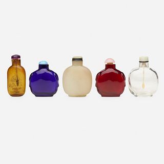 Chinese, Peking glass snuff bottles, collection of five
