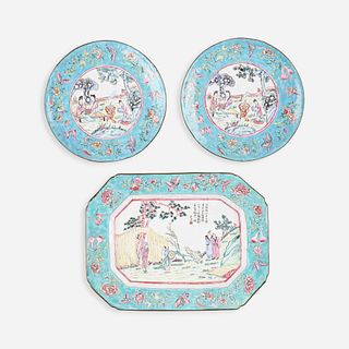 Chinese, Canton enamel wares, collection of three