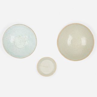 Chinese, Yingqing bowls, collection of three