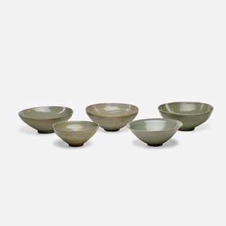 Chinese and Southeast Asian, celadon bowls, collection of five