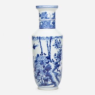 Chinese, Blue and White rouleau vase