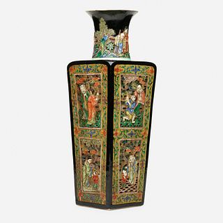 Chinese, Famille Verte molded vase