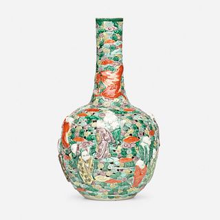 Chinese, Famille Verte molded vase