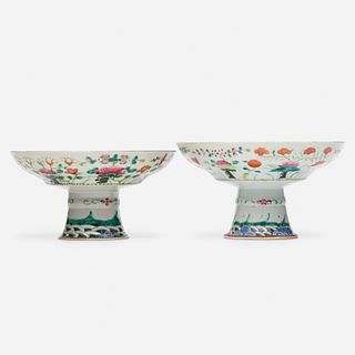 Chinese, Famille Rose stem bowls, set of two