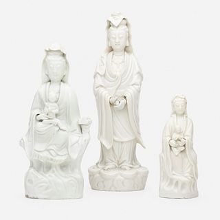 Chinese, Blanc de Chine figures, collection of three