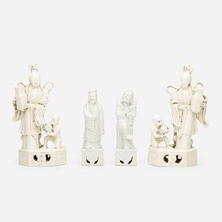Chinese, Blanc de Chine figures, collection of four