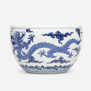 Chinese, Blue and White 'Dragon' planter