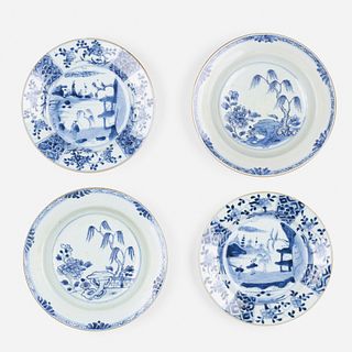 Chinese, Blue and White plates, collection of four