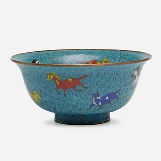 Chinese, cloisonne enamel 'Heavenly Horses' bowl