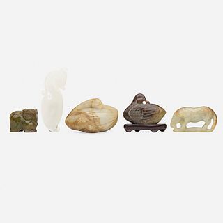 Chinese, jade carvings, collection of five