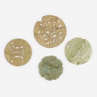 Chinese, jade disc pendants, collection of four