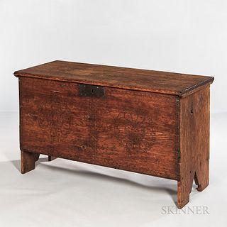 Rare Pine and Oak Carved Board Chest