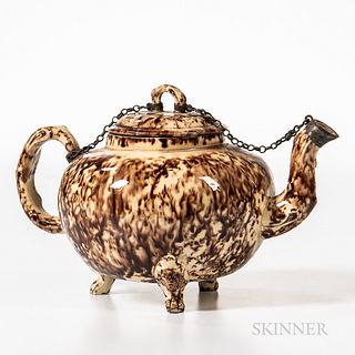 Staffordshire Brown Tortoiseshell-glazed Teapot