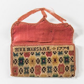 "Ann Minshall 1774" Flame-stitch Wallet