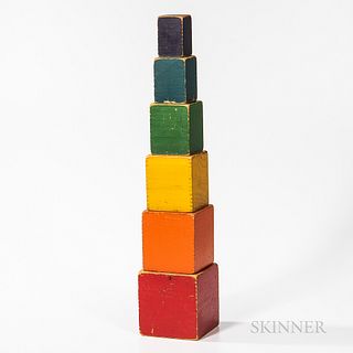 Stacking Set of Six Rainbow-painted Rectangular Blocks