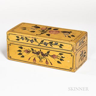 Yellow-painted and Paint-decorated Poplar Dresser Box