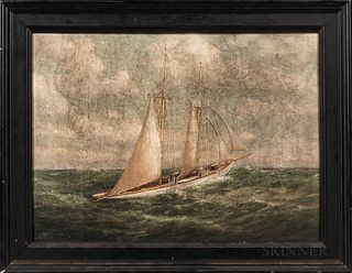 C. Myron Clark (Massachusetts, 1858-1925)      Sailing Yacht in Choppy Seas