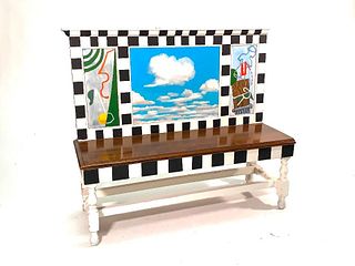 Painted Bench by Catherine Redmond (American, 20/21stc.)