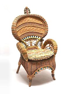 Mackenzie Childs Woven Wicker Chair