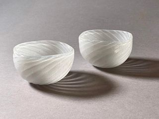 Pair of Venini Murano Blown Glass Bowls