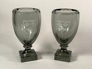 Pair of Kosta Crystal Goblet Form Vases
