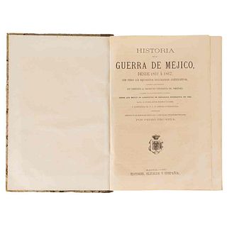 Pruneda, Pedro. Historia de la Guerra de Méjico, desde 1861 á 1867... Madrid: Editores, Elizalde y Compañía, 1867. 30 sheets and 1 map.