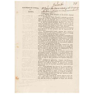 Circular del Decreto del Supremo Poder Ejecutivo del 23 de Julio de 1823. Notes and signature of Luis de Iturribarría.