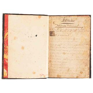 Paula Marín, Tomás Francisco de. Aritmética, Nociones Preliminares. México: En el Colegio de San Carlos de Perote, 1824. Handwritten.