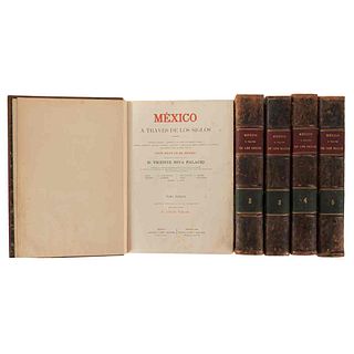 Riva Palacio, Vicente. México a Través de los Siglos. Historia General y Completa... México-Barcelona, ca. 1884-1889. Pieces: 5. 1st edition.