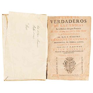Meléndez, Ivan. Tesoros Verdaderos de las Yndias en la Historia de la Gran Provincia de San Ivan Bautista del Peru... Rome, 1681.