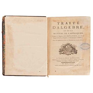 Maclaurin, M. Traité d'Algebre, et de la Maniere de l'Appliquer.Paris: Chez Charles - Antoine Jombert, 1753. 13 sheets.