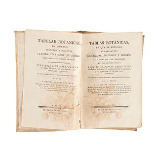 Gomez Ortega, Casmiro. Tablas Botánicas, en que se Explican Sumariamente las Clases, Secciones y Géneros de Plantas... Madrid, 1783.