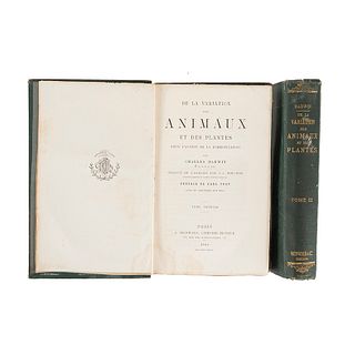 Darwin, Charles. De la Variation des Animaux et des Plantes, sous l'Action de la Domestication. Paris, 1868. 1st French edition. Pieces: 2