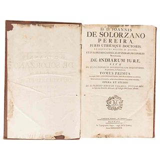 Solórzano Pereira, Joannis de. De Indiarum Jure. Matriti: Typographia Regia, 1777.