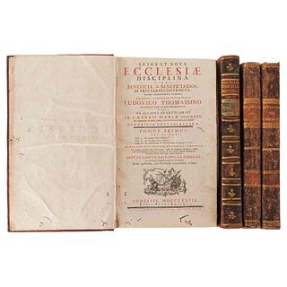Thomassino, Ludovico/ Reiffenstuel, Anacleto. Vetus et Nova Ecclesiae Disciplina.../ Jus Canonicum Universum Clara... Pieces: 4.
